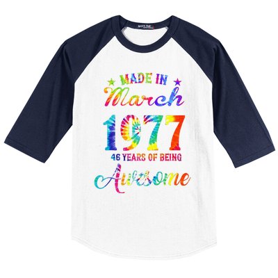 Happy 46th Birthday Decoration Made In March 1977 Baseball Sleeve Shirt