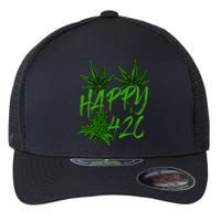 Happy 420 Day Cannabis Weed Marijuana Leaf Lovers Flexfit Unipanel Trucker Cap