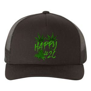 Happy 420 Day Cannabis Weed Marijuana Leaf Lovers Yupoong Adult 5-Panel Trucker Hat