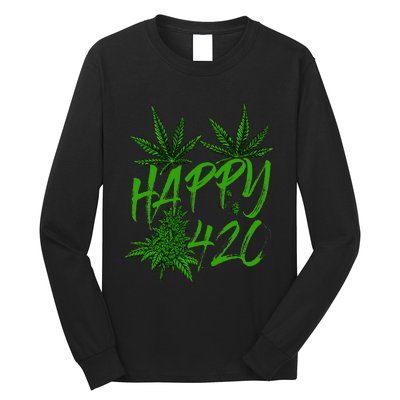 Happy 420 Day Cannabis Weed Marijuana Leaf Lovers Long Sleeve Shirt