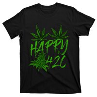 Happy 420 Day Cannabis Weed Marijuana Leaf Lovers T-Shirt