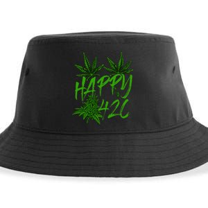 Happy 420 Day Cannabis Weed Marijuana Leaf Lovers Sustainable Bucket Hat