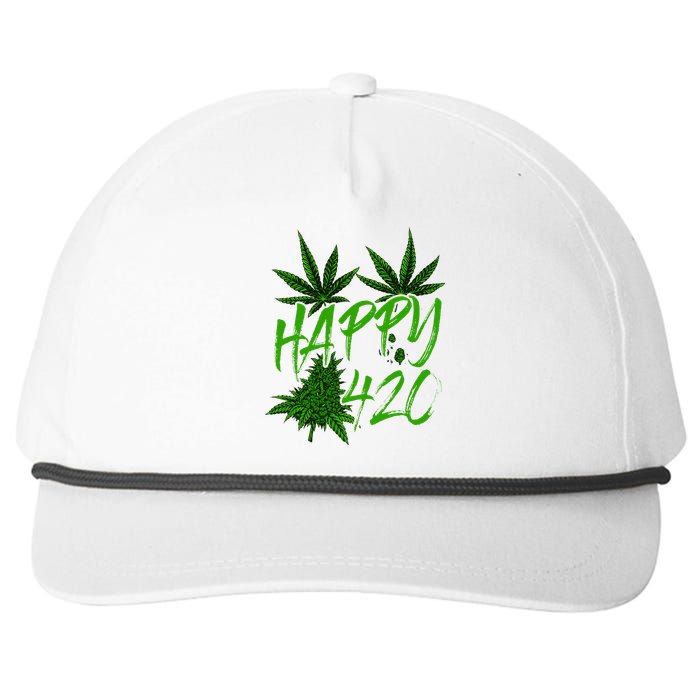 Happy 420 Day Cannabis Weed Marijuana Leaf Lovers Snapback Five-Panel Rope Hat