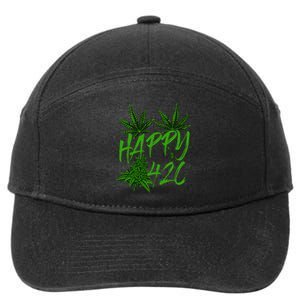 Happy 420 Day Cannabis Weed Marijuana Leaf Lovers 7-Panel Snapback Hat