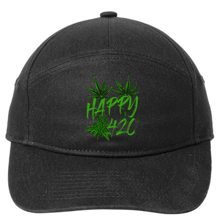 Happy 420 Day Cannabis Weed Marijuana Leaf Lovers 7-Panel Snapback Hat