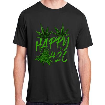 Happy 420 Day Cannabis Weed Marijuana Leaf Lovers Adult ChromaSoft Performance T-Shirt