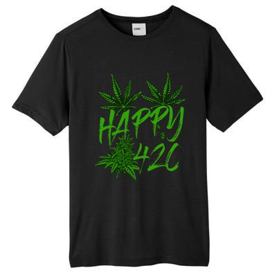 Happy 420 Day Cannabis Weed Marijuana Leaf Lovers Tall Fusion ChromaSoft Performance T-Shirt