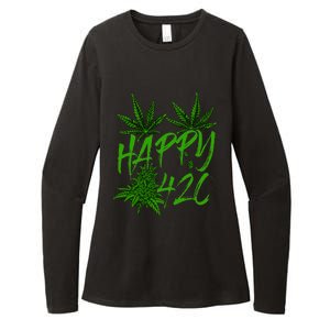 Happy 420 Day Cannabis Weed Marijuana Leaf Lovers Womens CVC Long Sleeve Shirt