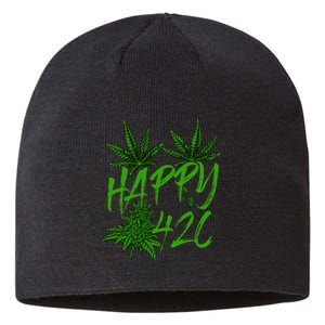 Happy 420 Day Cannabis Weed Marijuana Leaf Lovers Sustainable Beanie