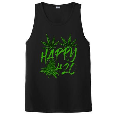 Happy 420 Day Cannabis Weed Marijuana Leaf Lovers PosiCharge Competitor Tank