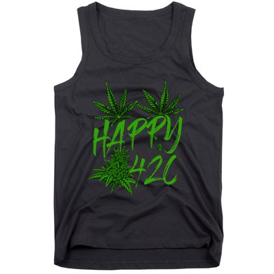 Happy 420 Day Cannabis Weed Marijuana Leaf Lovers Tank Top