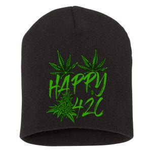 Happy 420 Day Cannabis Weed Marijuana Leaf Lovers Short Acrylic Beanie