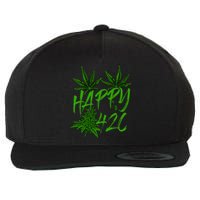 Happy 420 Day Cannabis Weed Marijuana Leaf Lovers Wool Snapback Cap