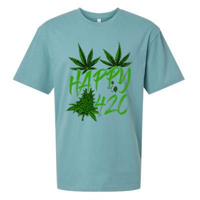 Happy 420 Day Cannabis Weed Marijuana Leaf Lovers Sueded Cloud Jersey T-Shirt