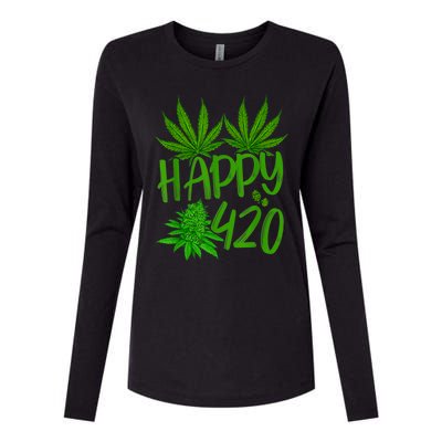 Happy 420 Day Cannabis Weed Marijuana Leaf Lovers Men Women Womens Cotton Relaxed Long Sleeve T-Shirt