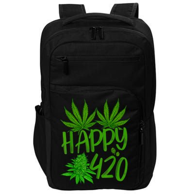 Happy 420 Day Cannabis Weed Marijuana Leaf Lovers Men Women Impact Tech Backpack