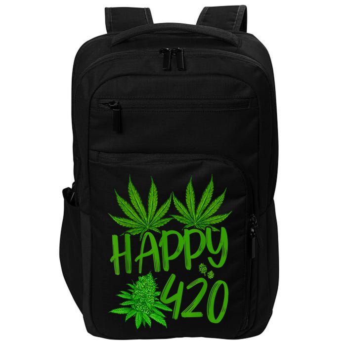 Happy 420 Day Cannabis Weed Marijuana Leaf Lovers Men Women Impact Tech Backpack