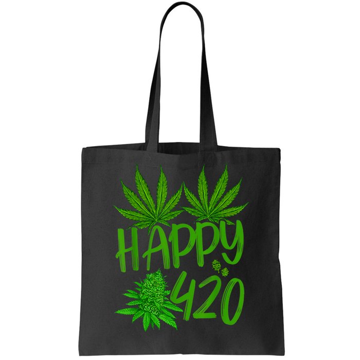 Happy 420 Day Cannabis Weed Marijuana Leaf Lovers Men Women Tote Bag