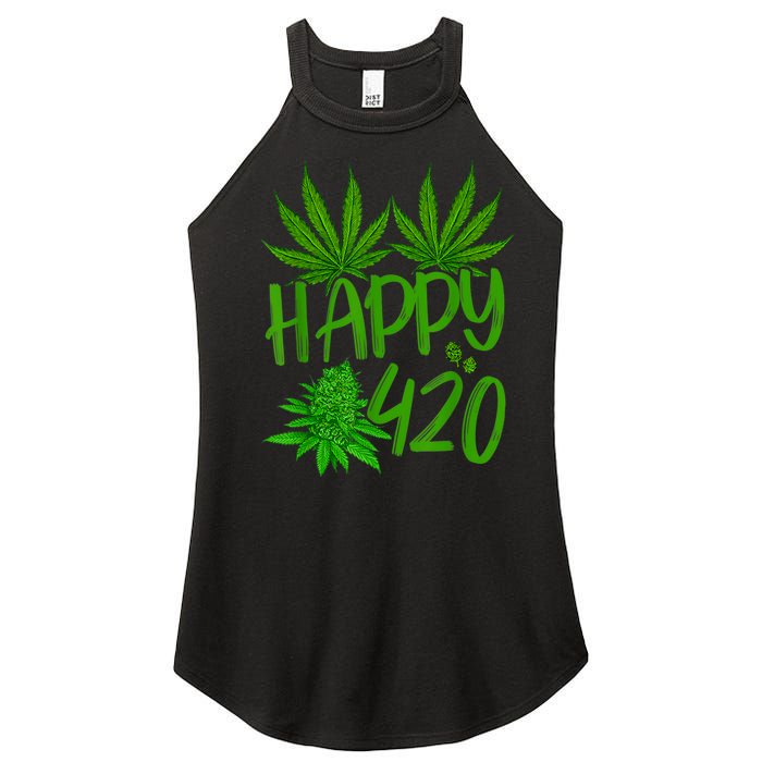 Happy 420 Day Cannabis Weed Marijuana Leaf Lovers Men Women Women’s Perfect Tri Rocker Tank