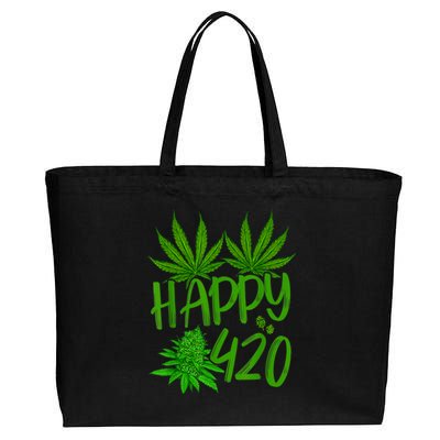 Happy 420 Day Cannabis Weed Marijuana Leaf Lovers Men Women Cotton Canvas Jumbo Tote