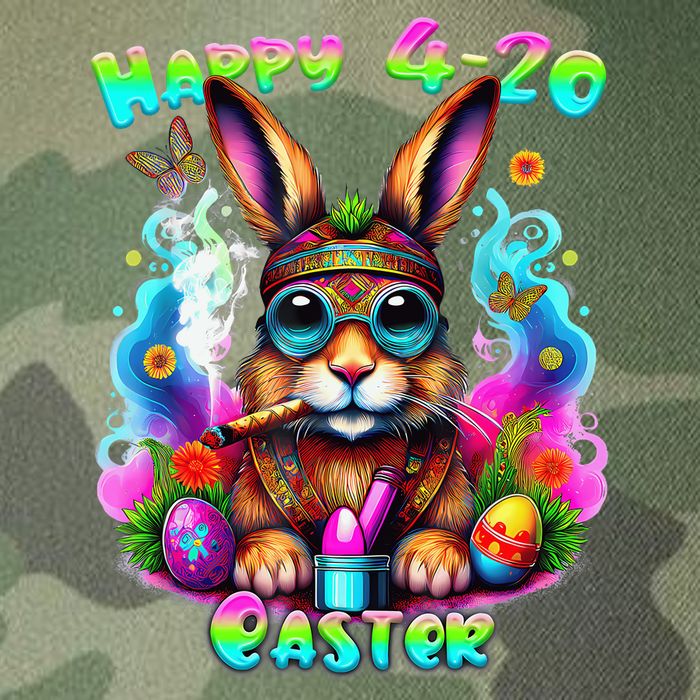 Happy 420 Easter Day Bunny Smoking Weed Marijuana Funny 420 Legacy Tie Dye Trucker Hat