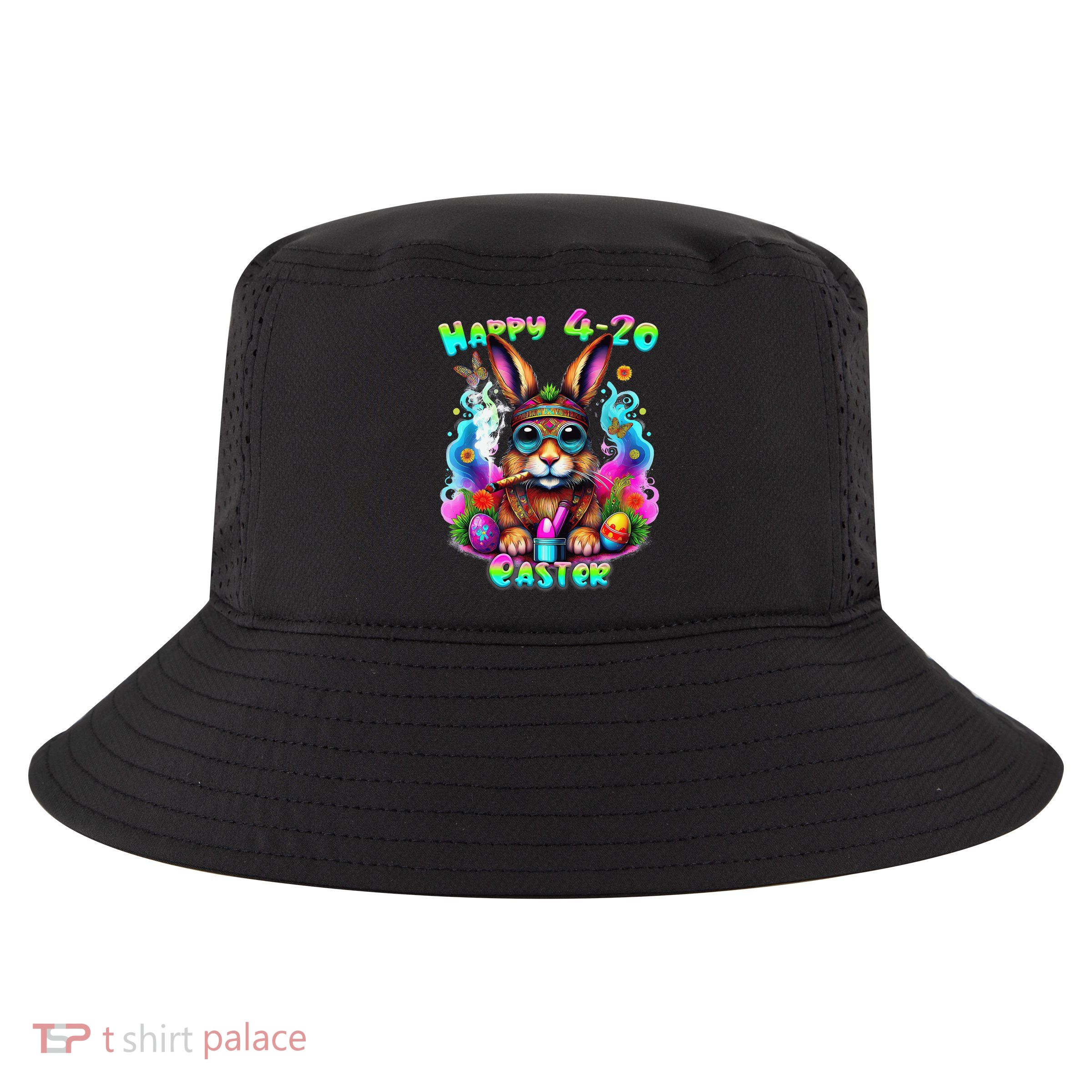 Happy 420 Easter Day Bunny Smoking Weed Marijuana Funny 420 Cool Comfort Performance Bucket Hat