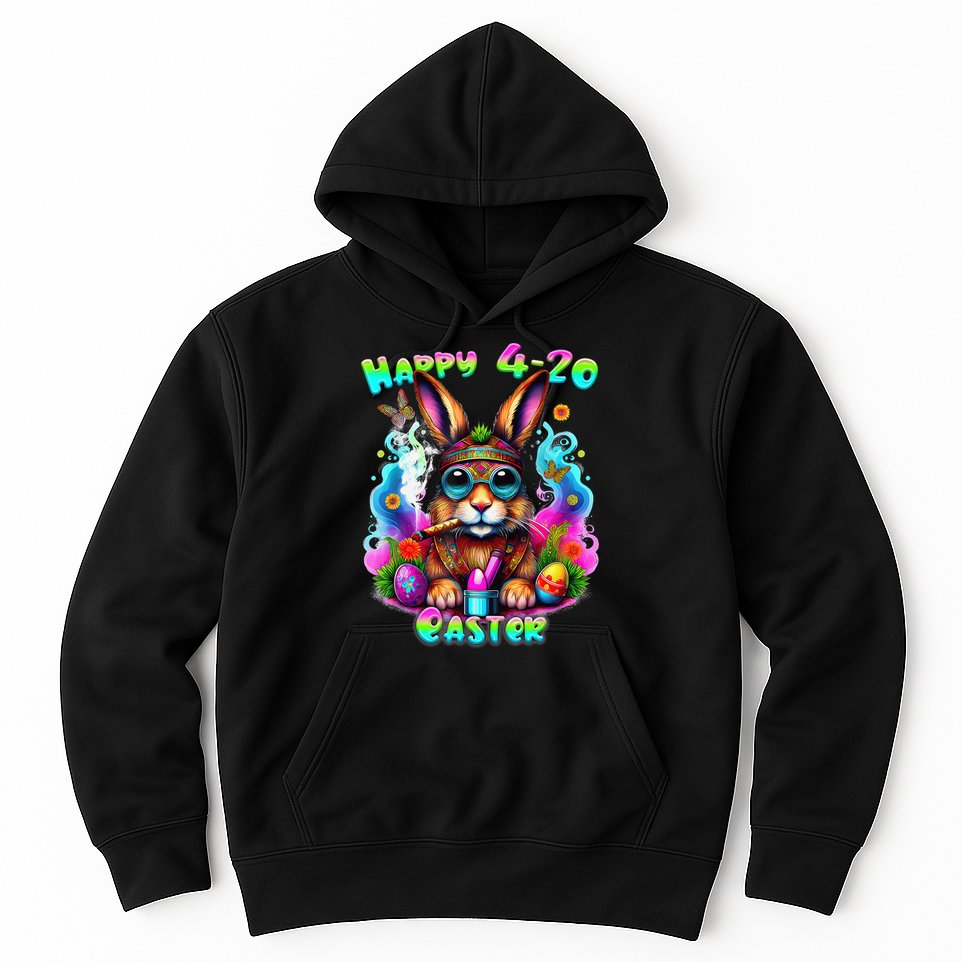 Happy 420 Easter Day Bunny Smoking Weed Marijuana Funny 420 Hoodie