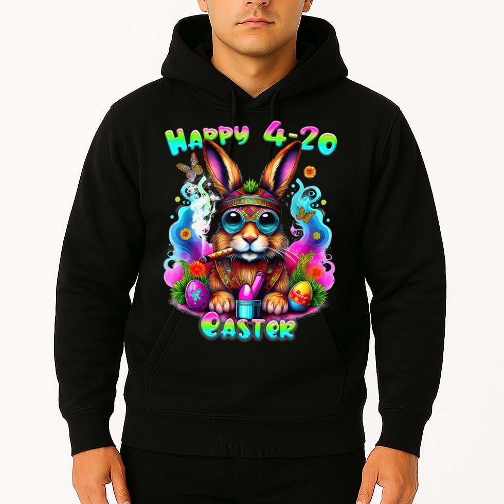 Happy 420 Easter Day Bunny Smoking Weed Marijuana Funny 420 Hoodie
