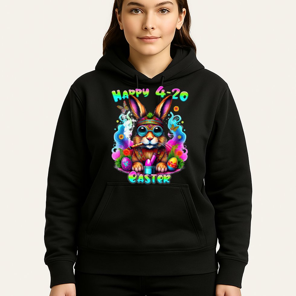 Happy 420 Easter Day Bunny Smoking Weed Marijuana Funny 420 Hoodie