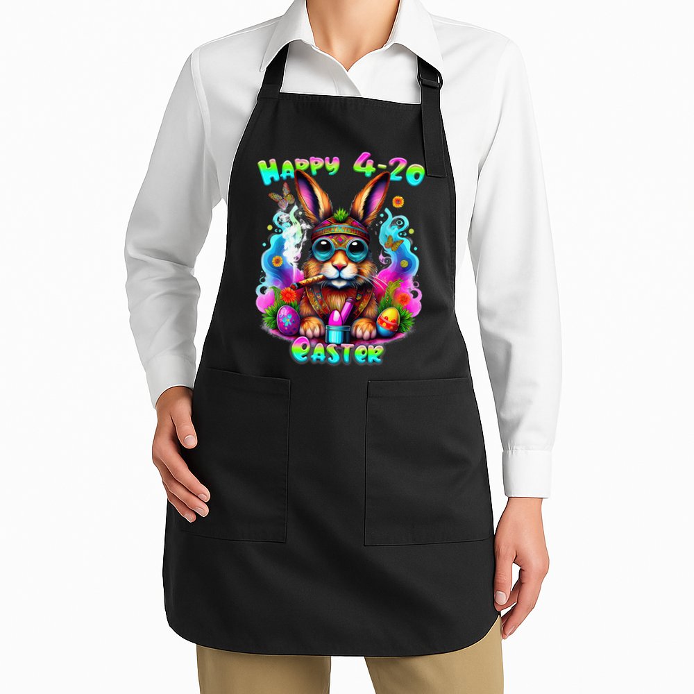Happy 420 Easter Day Bunny Smoking Weed Marijuana Funny 420 Apron