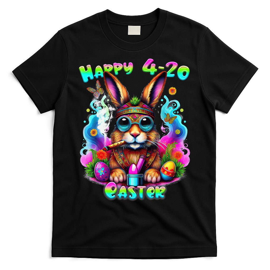 Happy 420 Easter Day Bunny Smoking Weed Marijuana Funny 420 T-Shirt