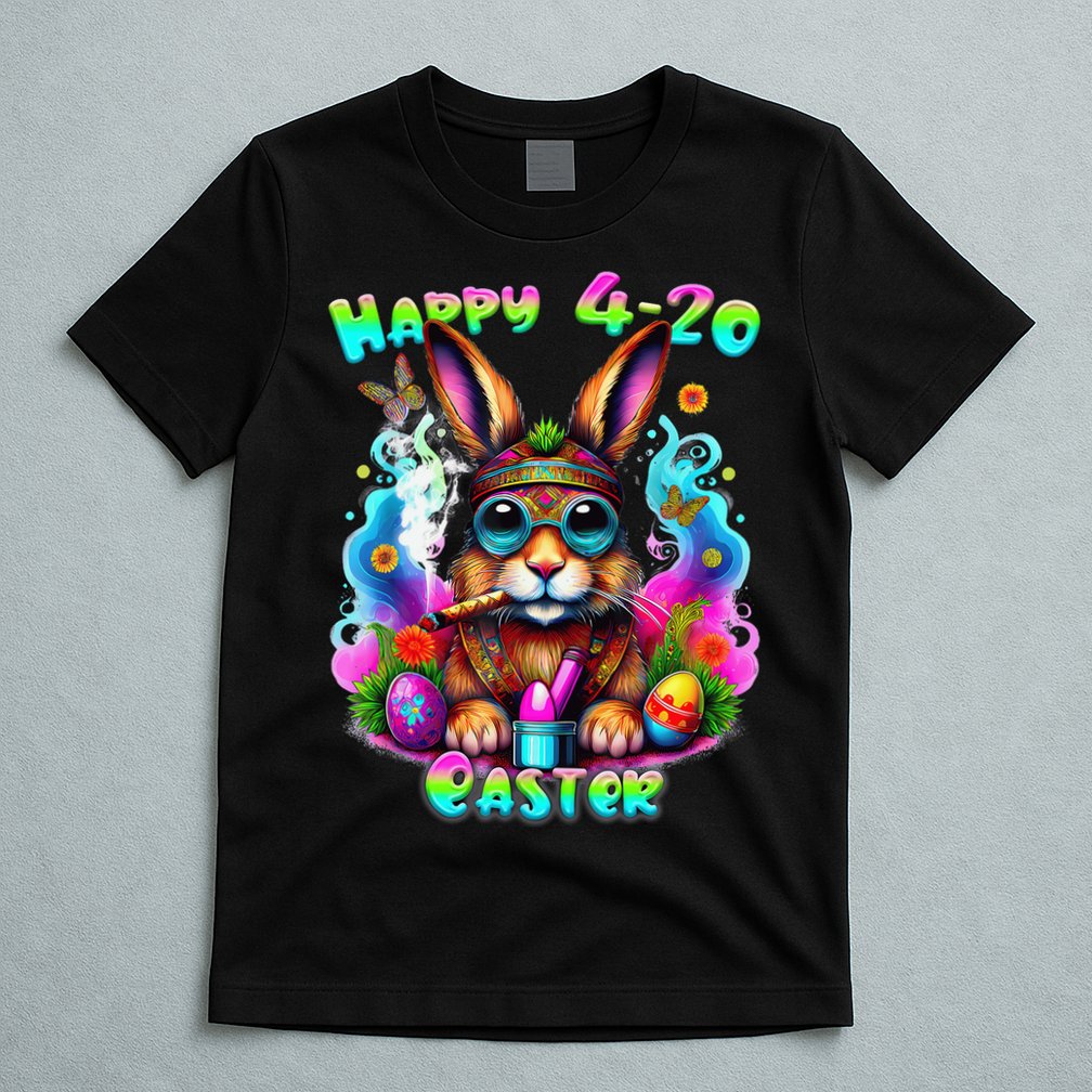 Happy 420 Easter Day Bunny Smoking Weed Marijuana Funny 420 T-Shirt
