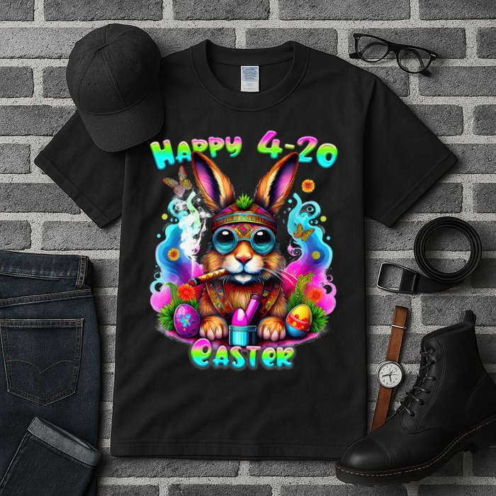 Happy 420 Easter Day Bunny Smoking Weed Marijuana Funny 420 Tall T-Shirt
