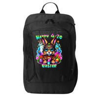 Happy 420 Easter Day Bunny Smoking Weed Marijuana Funny 420 City Backpack