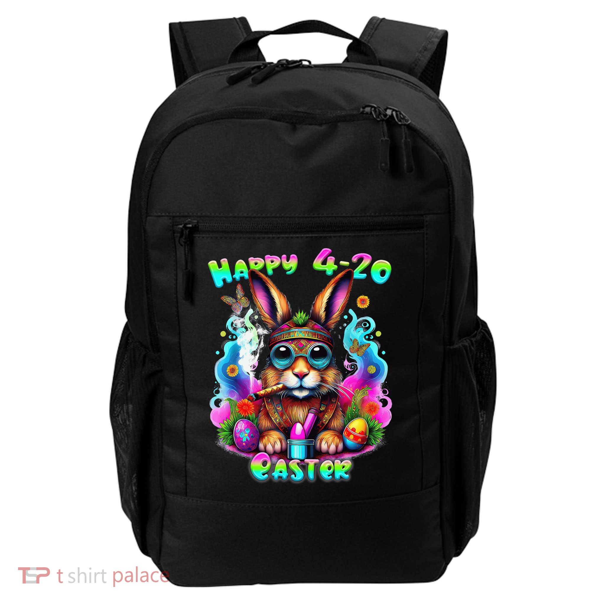 Happy 420 Easter Day Bunny Smoking Weed Marijuana Funny 420 Backpack