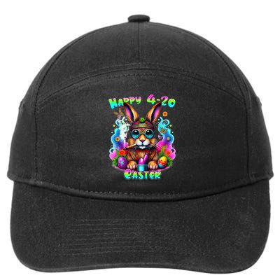 Happy 420 Easter Day Bunny Smoking Weed Marijuana Funny 420 7-Panel Snapback Hat