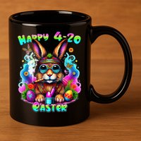 Happy 420 Easter Day Bunny Smoking Weed Marijuana Funny 420 11oz C Handle Ceramic Mug