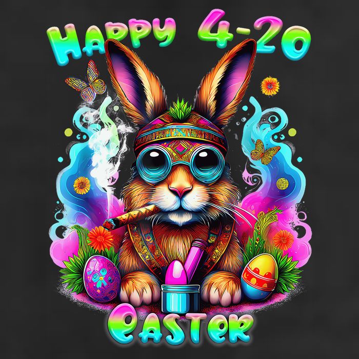 Happy 420 Easter Day Bunny Smoking Weed Marijuana Funny 420 Beanie