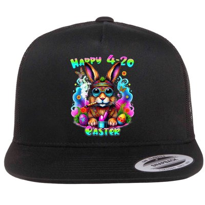 Happy 420 Easter Day Bunny Smoking Weed Marijuana Funny 420 Flatbill Hat