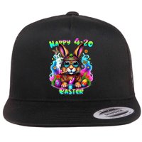 Happy 420 Easter Day Bunny Smoking Weed Marijuana Funny 420 Flat Bill Trucker Hat
