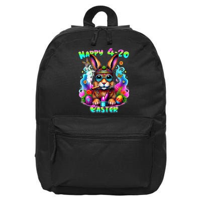 Happy 420 Easter Day Bunny Smoking Weed Marijuana Funny 420 16 in Basic Backpack