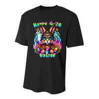 Happy 420 Easter Day Bunny Smoking Weed Marijuana Funny 420 Youth Performance Sprint T-Shirt