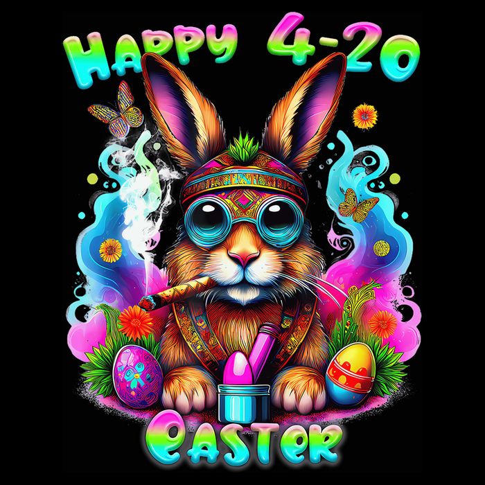 Happy 420 Easter Day Bunny Smoking Weed Marijuana Funny 420 Youth Performance Sprint T-Shirt