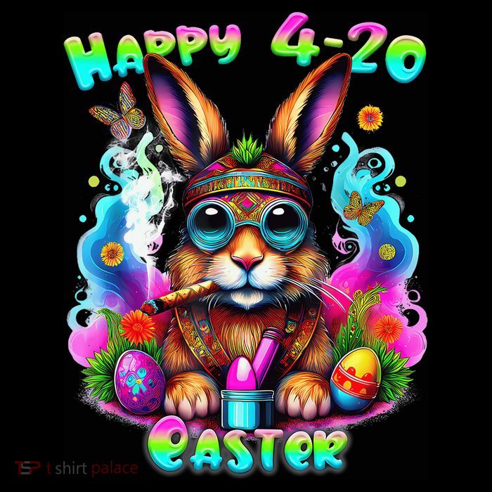 Happy 420 Easter Day Bunny Smoking Weed Marijuana Funny 420 Baby Bodysuit