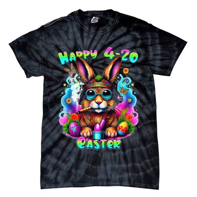Happy 420 Easter Day Bunny Smoking Weed Marijuana Funny 420 Tie-Dye T-Shirt