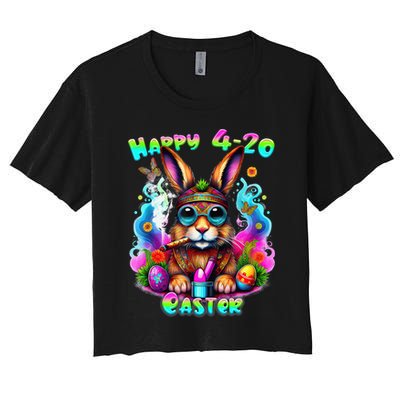 Happy 420 Easter Day Bunny Smoking Weed Marijuana Funny 420 Crop Top
