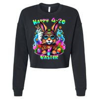 Happy 420 Easter Day Bunny Smoking Weed Marijuana Funny 420 Cropped Pullover Crew