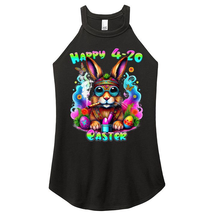 Happy 420 Easter Day Bunny Smoking Weed Marijuana Funny 420 Women's Perfect Tri Rocker Tank