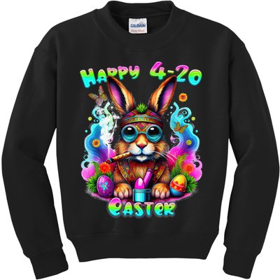 Happy 420 Easter Day Bunny Smoking Weed Marijuana Funny 420 Kids Sweatshirt