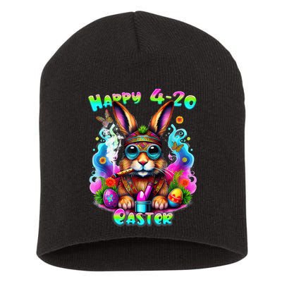 Happy 420 Easter Day Bunny Smoking Weed Marijuana Funny 420 Short Acrylic Beanie